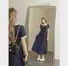 Women's Retro Contrast Collar Polo Dress - Summer 2024 Edition, Pleated Short Waist with Swing Skirt