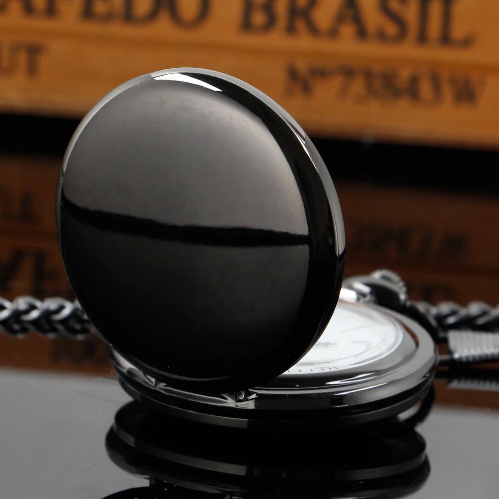 10pcs/lot Luxury Sensitive Smooth Retro Black Quartz Pocket Watch Men's Gentlemen's Sweater Chain Clock Male Best Gift