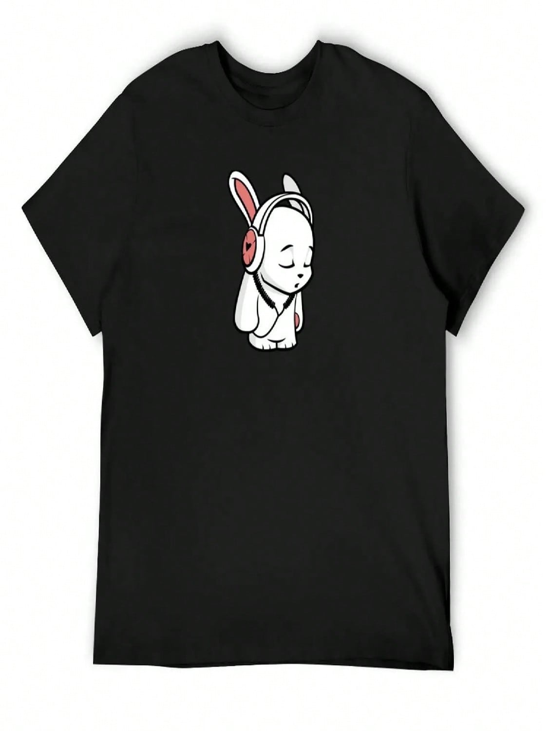 Love Music Cartoon Bunny With Headphones T-Shirt Fashion Shirts Man Clothes T-Shirts Man Outfits For unisex S разноцветный