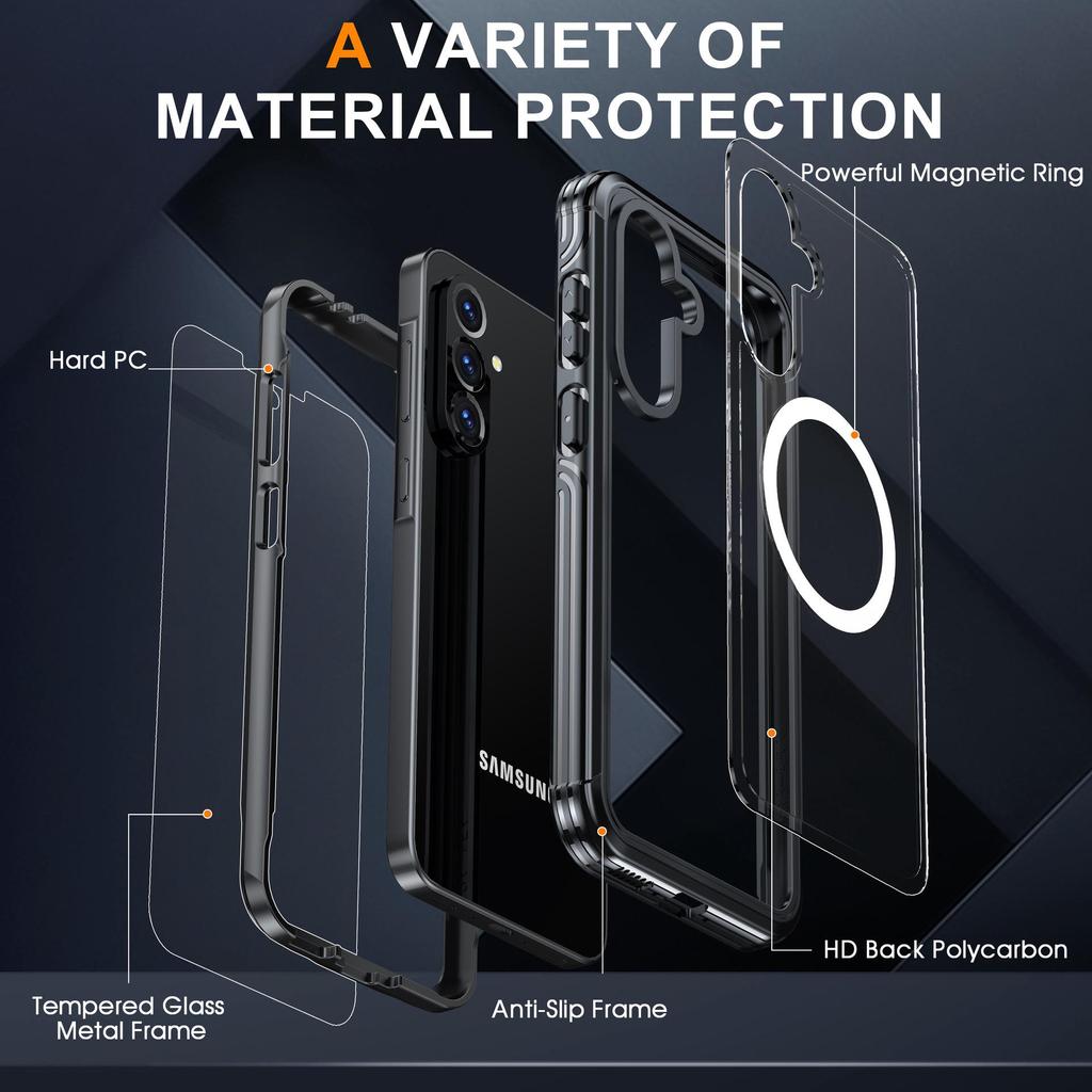 Samsung A36/A56-5G MagSafe-Compatible Tri-Proof Transparent Phone Case with Full Coverage and Fingerprint Unlock
