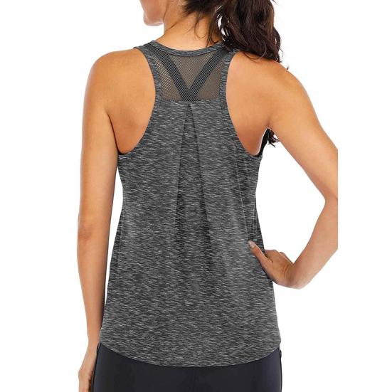 Chaleco Deportivo de Color Sólido para Mujer, Cuello Redondo, Sin Mangas, Secado Rápido, Espalda Cruzada, Blusa Holgada