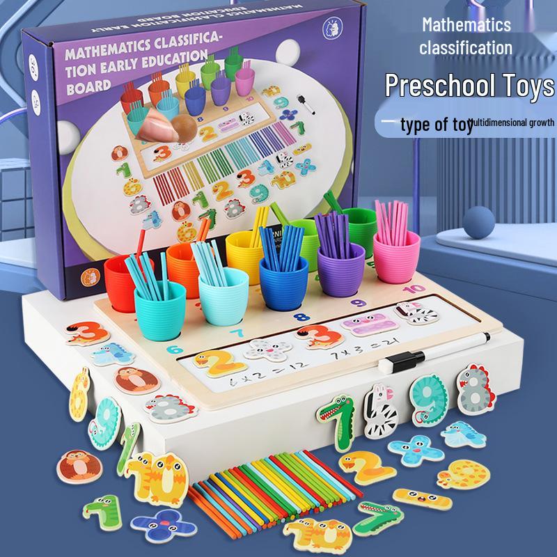 Early Childhood Math Learning Color Sorting Cups - Cartoon Number Recognition Toys for Kindergarten