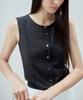 Rie Draped Scarf Sleeveless Blouse Charcoal Gray