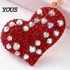 Zinc Alloy Key Ring Sparkling Rhinestone Love Heart Keychain , Car Purse Decoration Ring, Handbags Backpacks Charm Accessory, Gift for Women