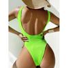 Europe Sexy Women One Piece Swimsuit Simple Swimwear Female Solid Push Up Thong Bather Bathing Suit Lady Monokini Brazilian Swimming Suits