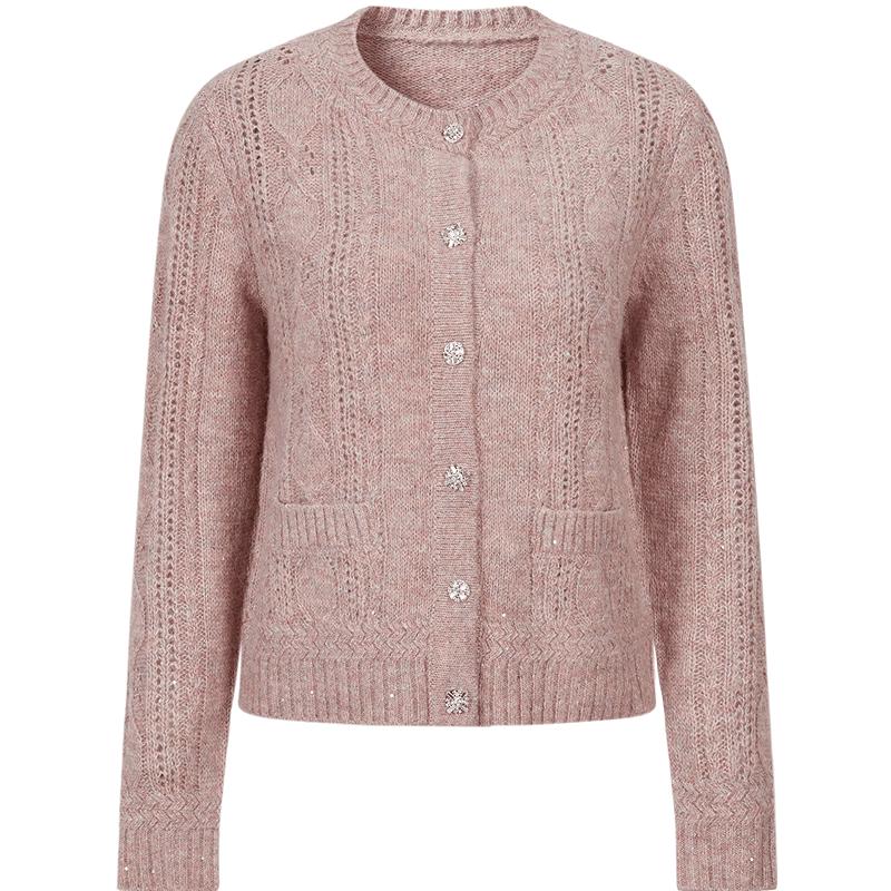 Retro Sequin Yarn Knit Cardigan