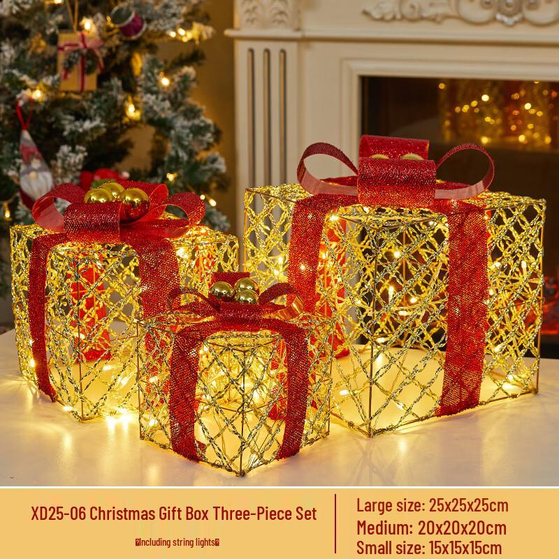 Christmas Glowing Iron Art Gift Box Light