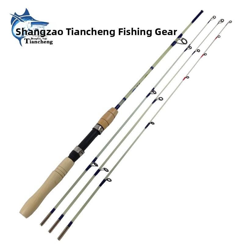  Fiber Glass Rod Real Wood Handle Fishing Rod Sea Fishing Bank Fishing Lure Rod Casting Rod Adjustable Length Outdoor Ca...