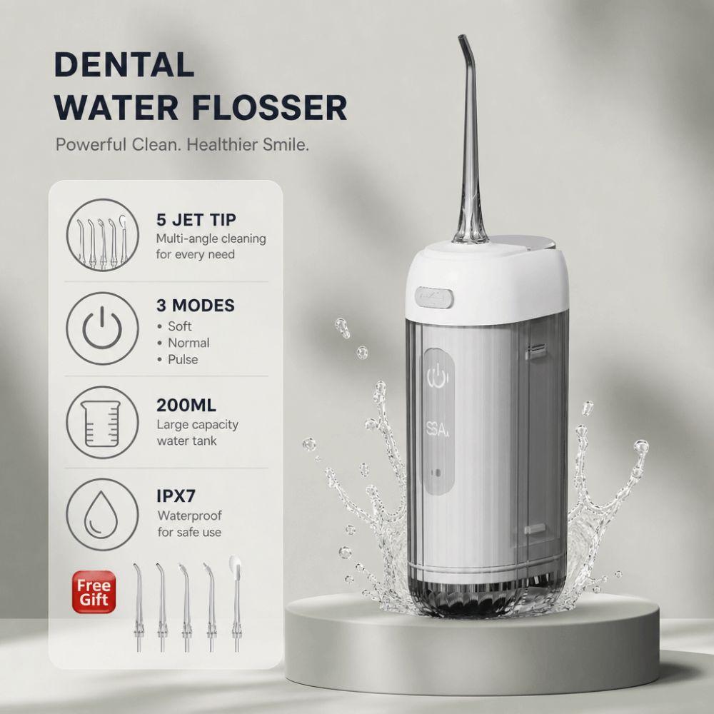 3 Modes Dental Water Flosser 5 Jet Tip Water Jet Floss Oral Irrigator Braces Care