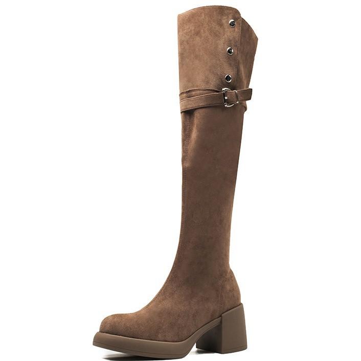 Skinny over-the-knee boots for women's winter new cashmere long boots, thick and high heels, and thin over-the-knee boots for two.