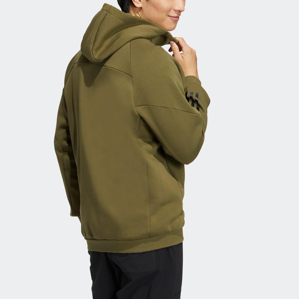 Adidas Terrex Knit Fz Hd Jacket With Solid Three-Stripe Print Logo Zip Hoodie Unisex Jacket Green HM9709