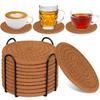 Drink Coasters with Holder, Absorbent Coasters for Coffee Table, Minimalist Cotton Woven Coaster Set for Home Decor Tabletop Protection .