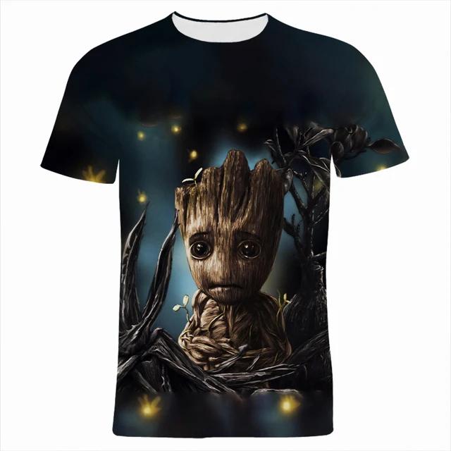 2026 Galaxy Guardians Groot T-shirt Children's Cartoon Anime 3D Fashion T-shirt Top Clothing Anime Clothing