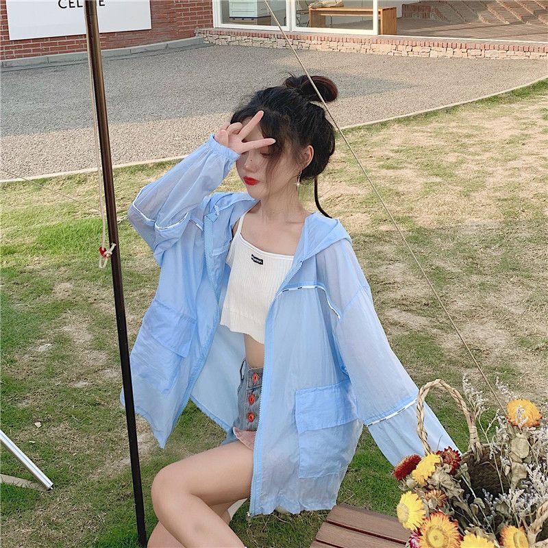 Summer Korean Version of Women's Loose Air-conditioning Shirt Student Thin Jacket Cardigan Sunscreen Clothing
