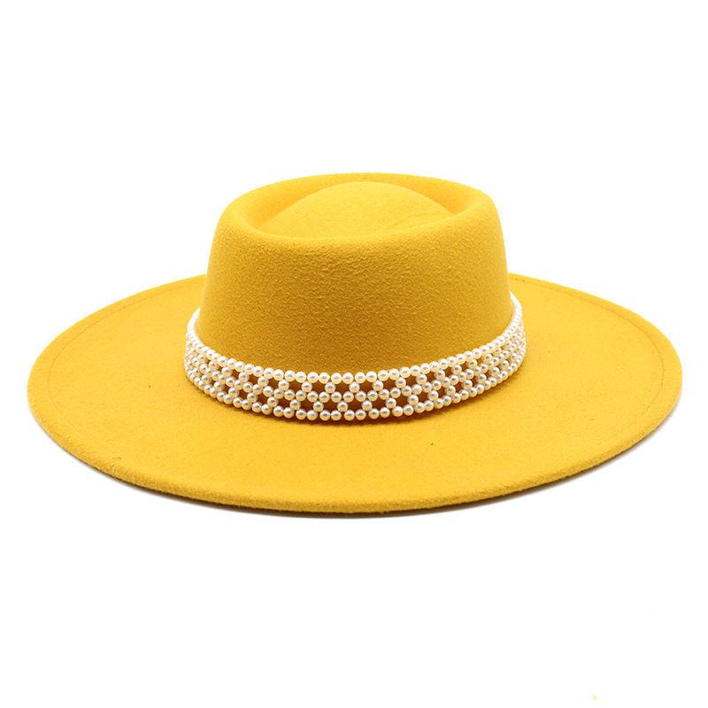 New Autumn and Winter Hepburn Style Dome Concave and Convex Top Big Brim Female British Men Woolen Felt Hat Cashmere Top Hat Hat