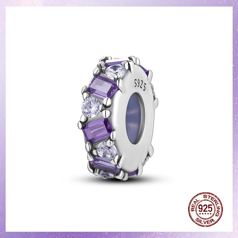 Purple Charms Copper Fit Original Pendant Bracelet Butterfly Glass Heart Feather Clip Charm Dangle Luminous Bead Diy Jewelry