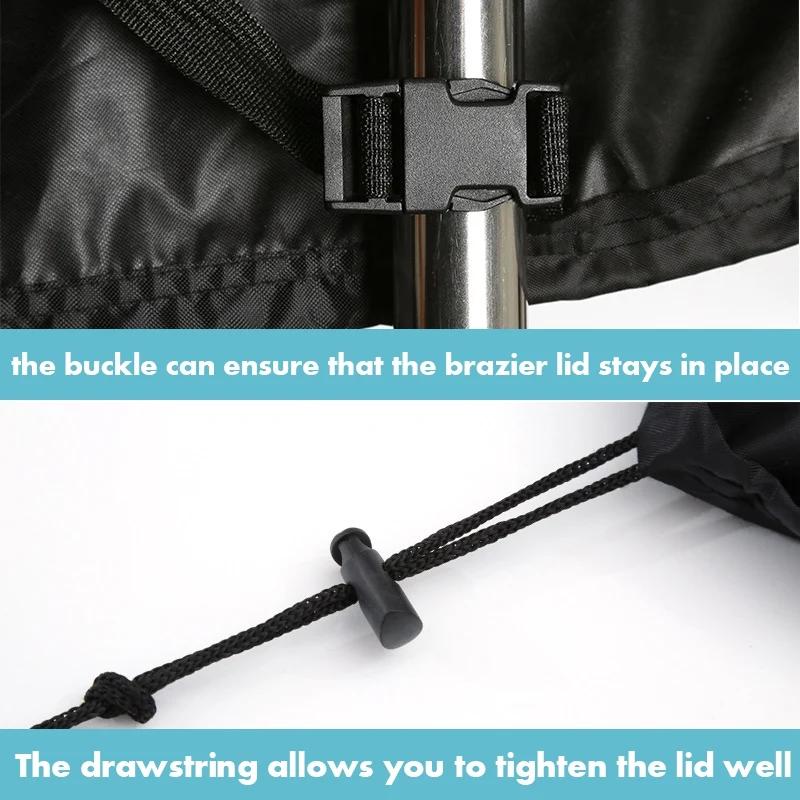 600D Heavy Fire Pit Cover Rainproof Home Round Barbecue Rack Covers Gas Charcoal Brazier Grill Furniture Universal UV Protector