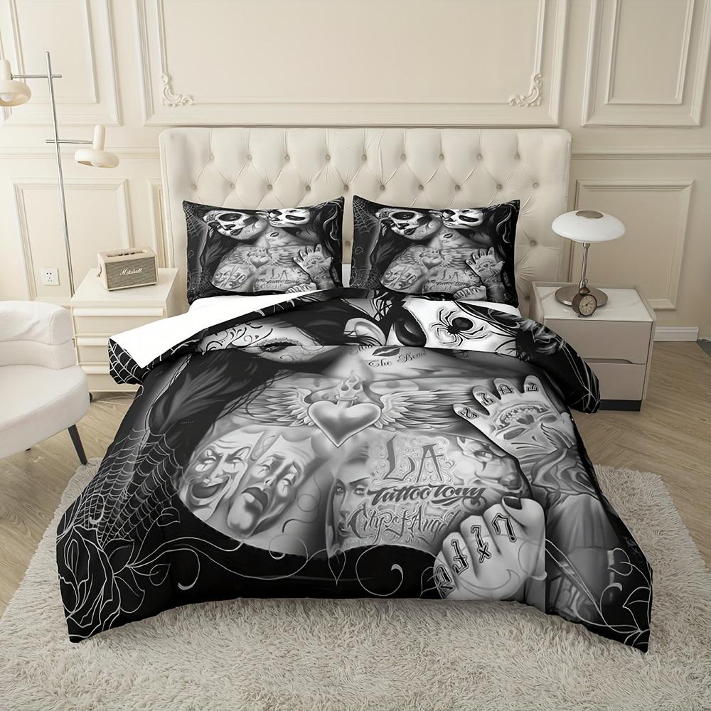 Digital Print Couple Skeleton Quilt Cover Set - Unique Stylish Comfortable for Bedding