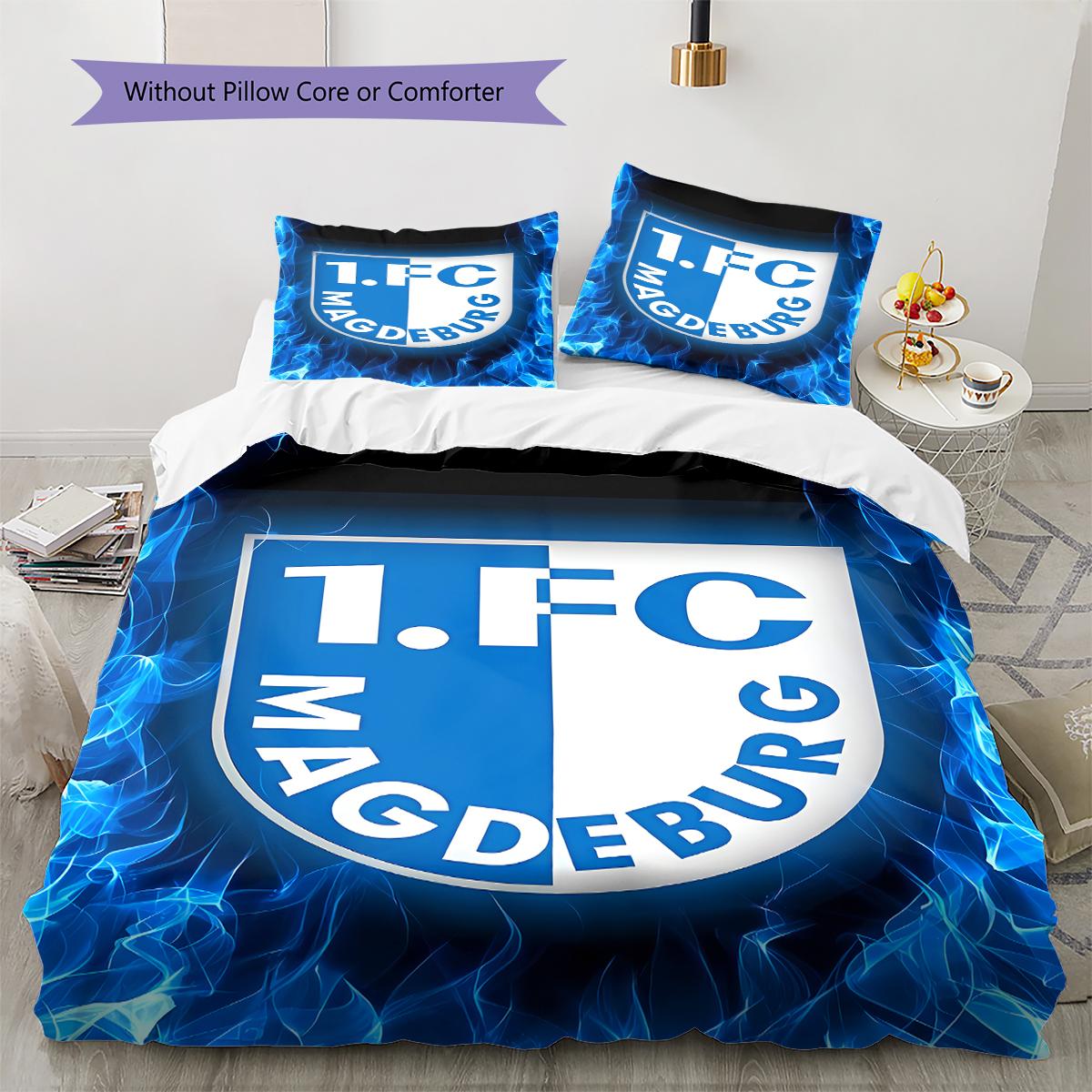 

1. FC Magdeburg Pattern Bedding,Quilt Set Quilt Cover Pillowcase Home Birthday Gift (1 * duvet cover + 2 * pillowcase, without core) 140x200cm
