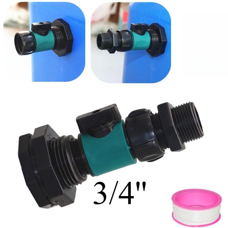 PVC Bulkhead Fitting Water Tank Replacement Spigot Drainage Faucet Connector for Rain Barrels Aquariums Ponds