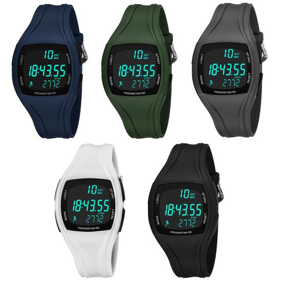 3D Pedometer Alarm Chronograph Multifunction Men Digital Wrist Watch Waterproof