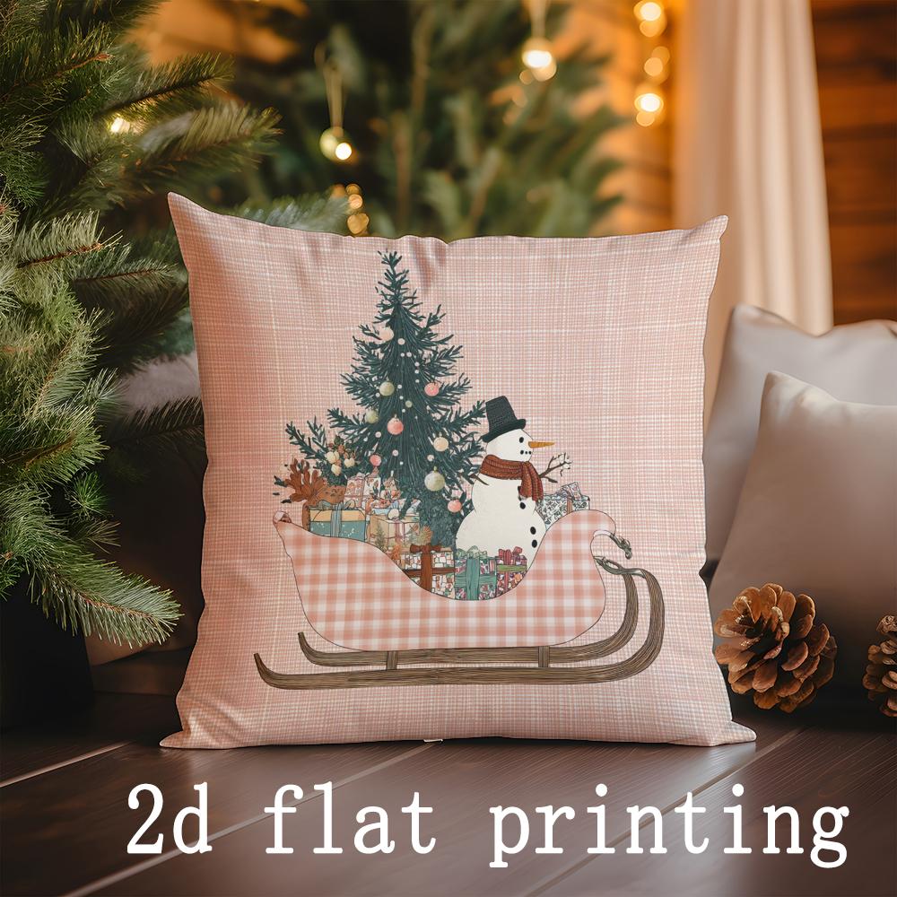 Home Decor Festive Scenes: Christmas-themed Pillow Covers Pattern Cushion Cover Suitable for Sofa Bedroom Car Pillow Cover