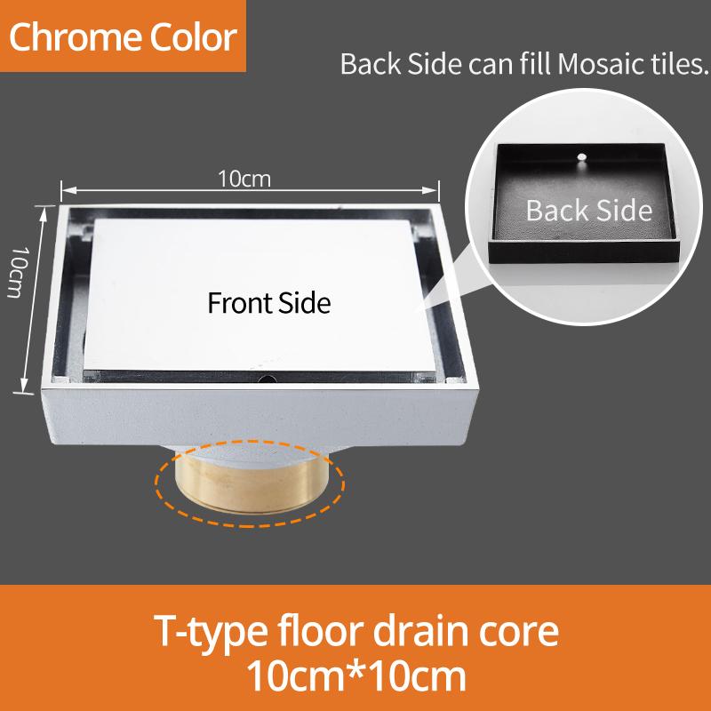 Floor Drains 10cm Square Shower Drain Brass Floor Drain Trap Waste Grate With Hair Strainer Bathroom Shower Accessories 811525
