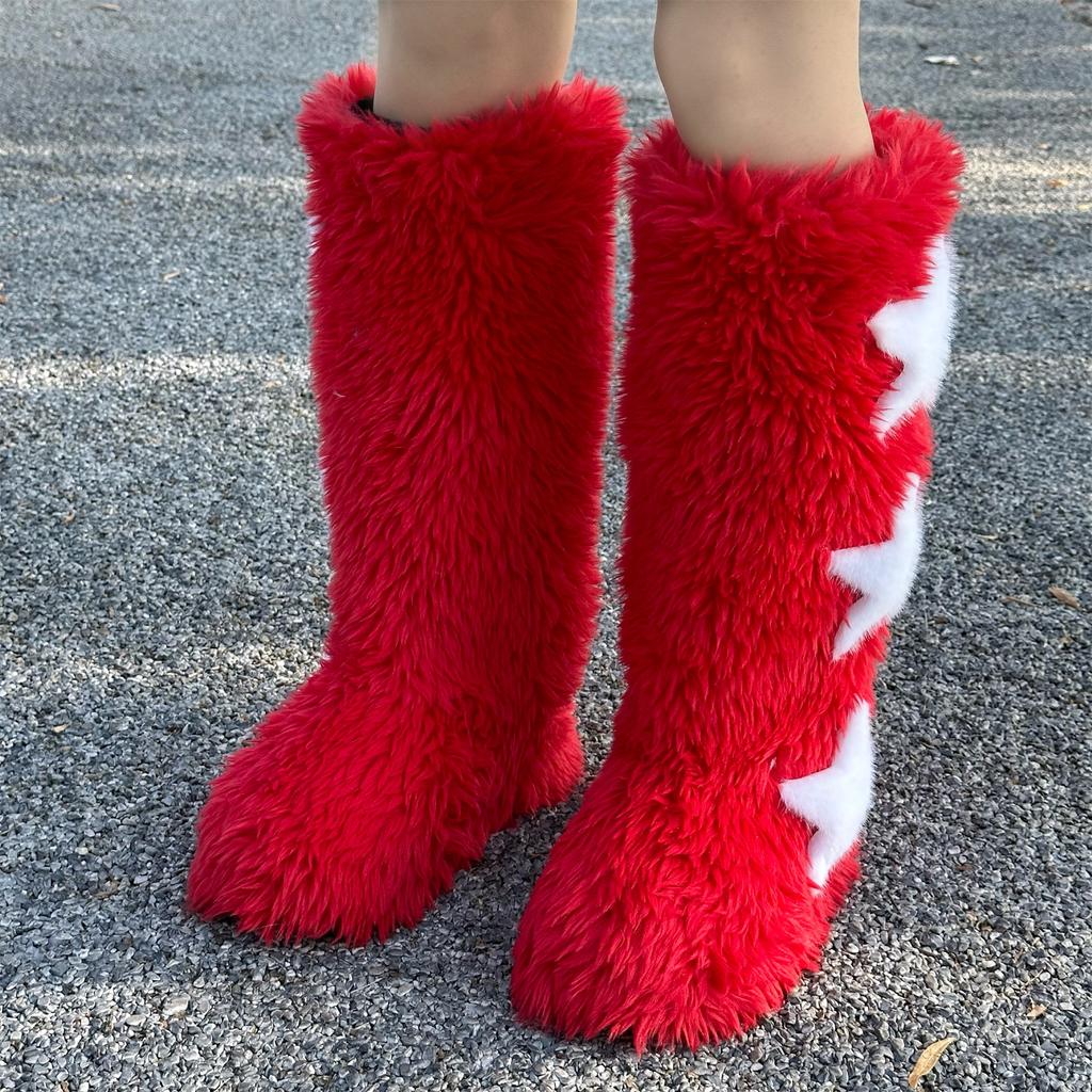 Winter Women Fluffy Faux Fox Fur Boots Woman Plush Warm Snow Boots Luxury Footwear Girls Furry Fur Bottes Fashion Winter Shoe