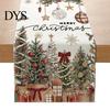 Farmhouse Table Runner Linen Christmas Runner, Winter Reindeer Santa Seasonal Home Decorations Prints, Tabletop Overlay for Holiday Dining Decor