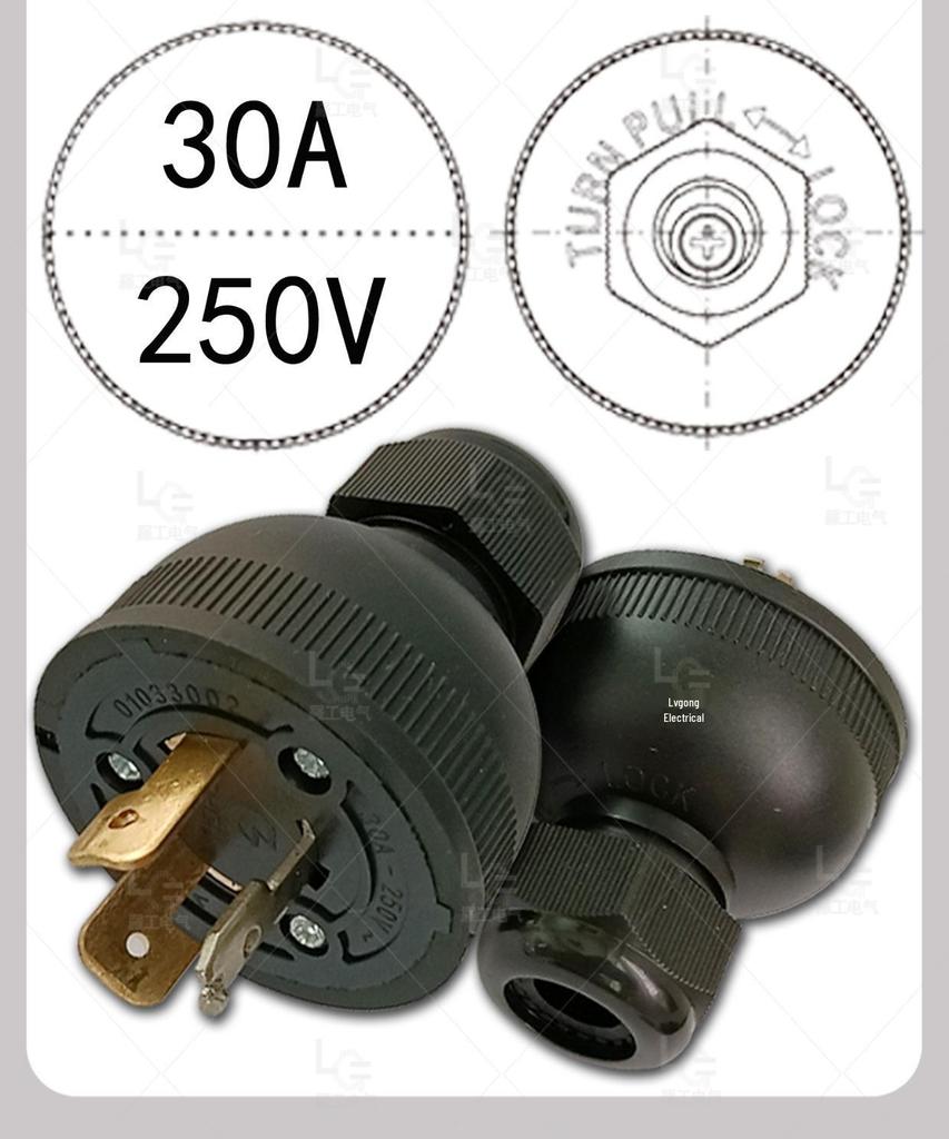 Anti-Loosening Flame Retardant Copper Plug for Generator/Diesel Engine Accessories, 1-15KW, 30A, 250V, Three-Hole