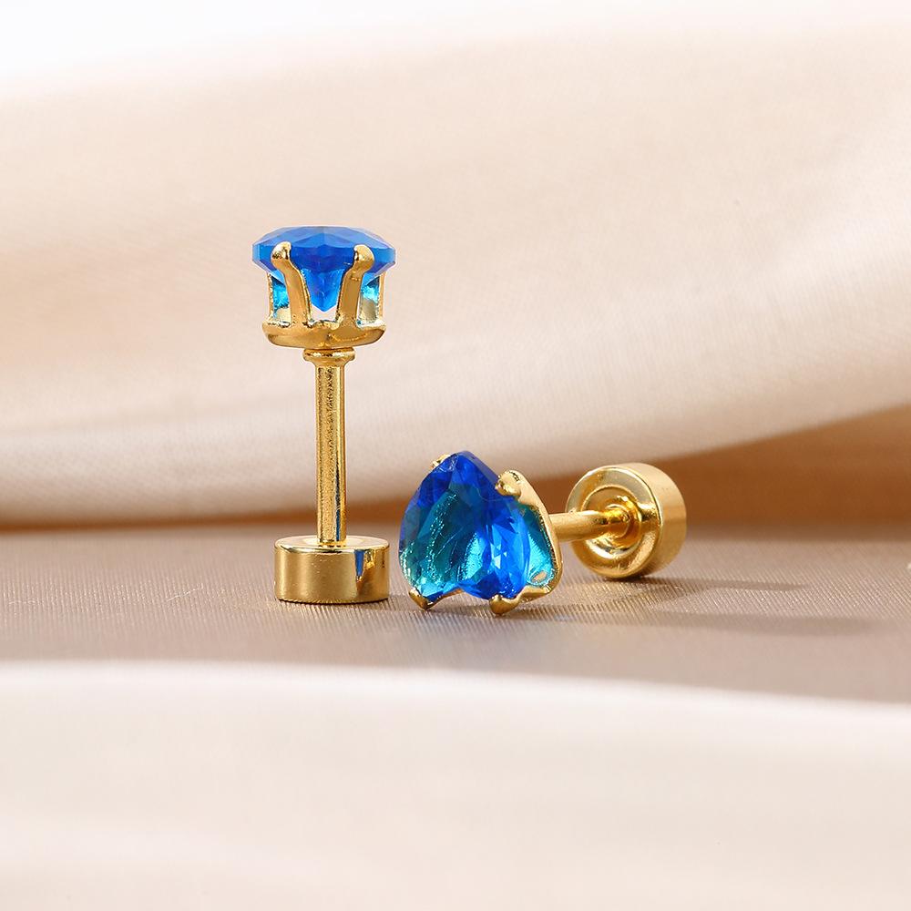 Simple Color Love Zircon Dopamine Stud Earrings, Light Luxury Design Sense Spiral Fashion Earrings Women