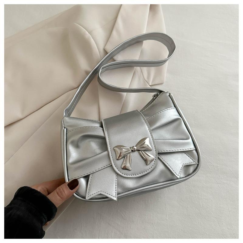 Trendy Bow Shoulder Bag for Women, Handbag, Casual Underarm Bag, Daily Commuting Bags, PU Leather, Banquet Bag, Business