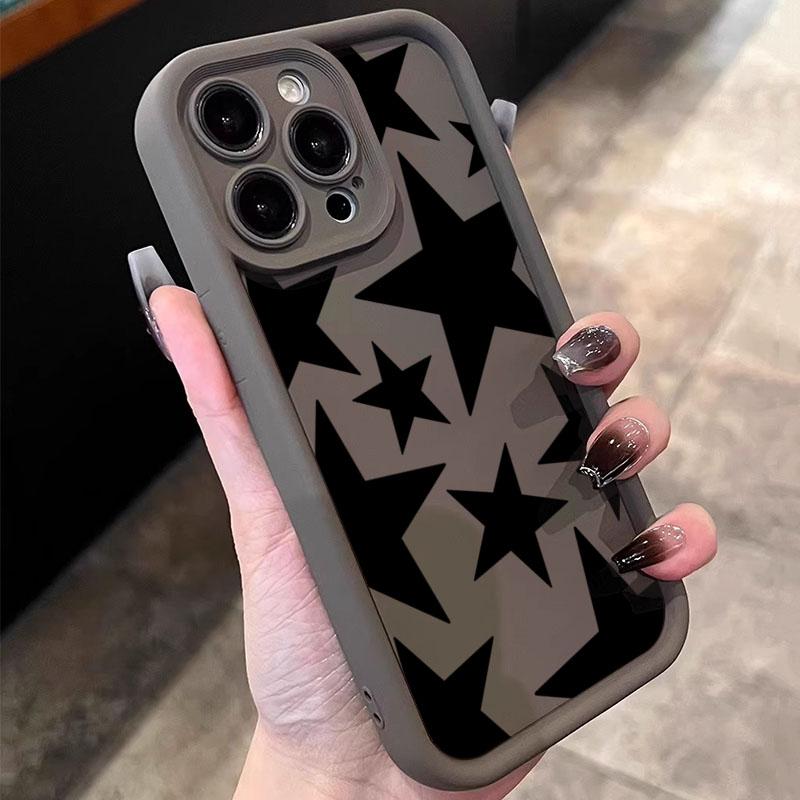 Černé hvězdicové pouzdro na telefon pro iPhone 17 Pro Max Pouzdra iPhone 16E 16 15 14 13 12 11 XS X XR 7 8 Plus 17 Air Měkký nárazníkový kryt