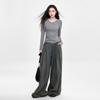 NOME Women's Ribbed Crew Neck Slim Fit T-Shirt