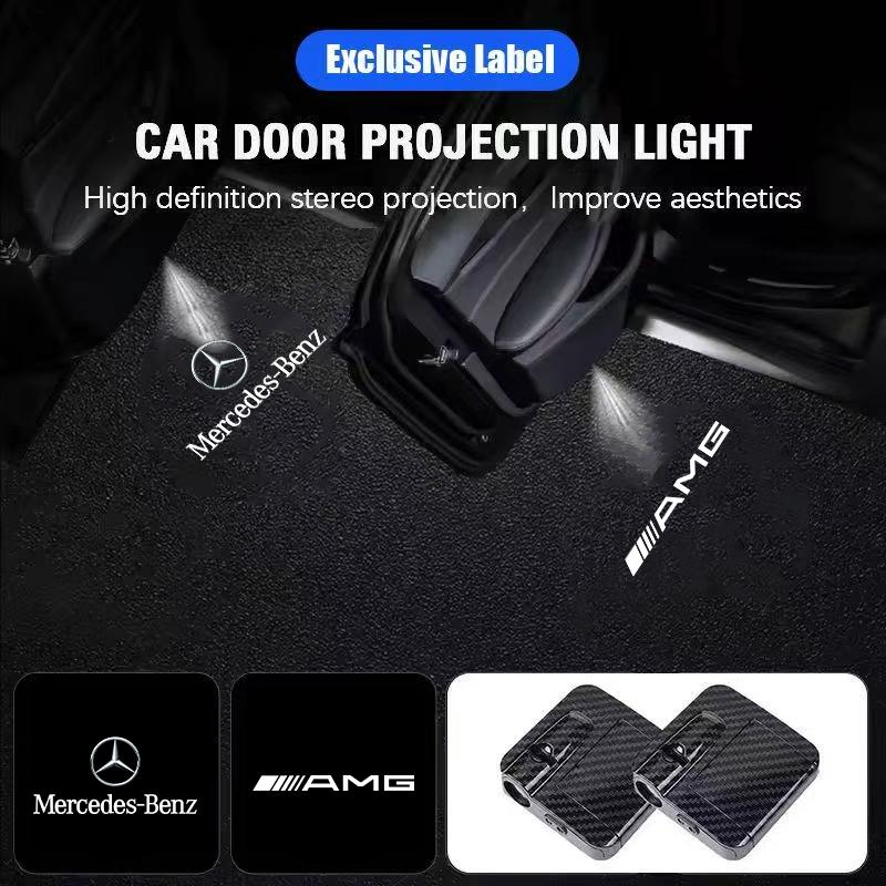 2Pcs HD Led Welcome Light Car Door Projector Lamps For Mercedes Benz AMG A B C E G W211 W203 W204 C260 E300L A200L GLC300 CLA SL1