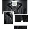 Giacca da Uomo Primavera Autunno Alta Qualità Ecopelle Giacca di Pelle con Cappuccio Moda Slim Fit Maschile