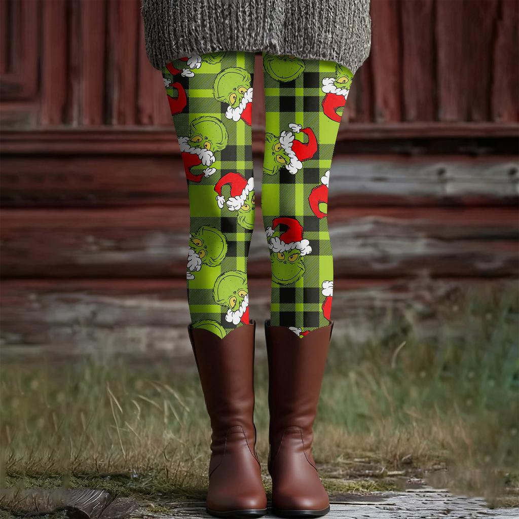 Women's Casual Fashion Outdoor Christmas Printed Slim Elastic Yoga Pants Cropped Pants