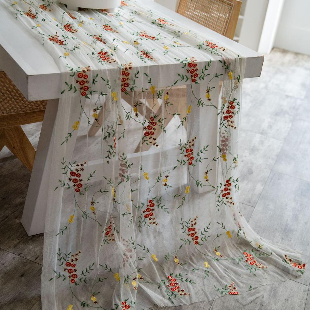 Vier-Jahreszeiten-Tischdecke, rotes kleines Blumengarn, Dessert-Tischdekoration, einfache, schöne Hintergrundgarn-Nagelkunst-Foto-Tischdecke