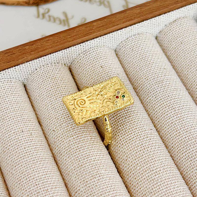 1pc Gold Color Sparkling Zircons Engagement Rings for Women Girl New Fashion Elegant Irregular Geometry Handmade Wedding Party Jewelry Gifts