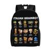 Arten von italienischem Brainrot Meme Klassischer Rucksack Outdoor High School Reise Handgezeichneter Tagesrucksack Herren Damen Laptop Umhängetasche
