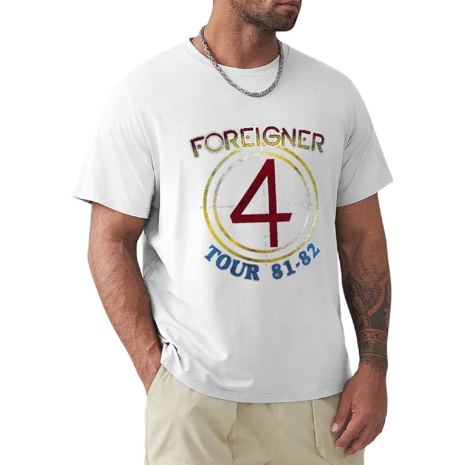 Hokiis Men s T Shirt Foreigner Band Short Sleeve Tee Cotton Novelty T Shirt Undershirts(7) S