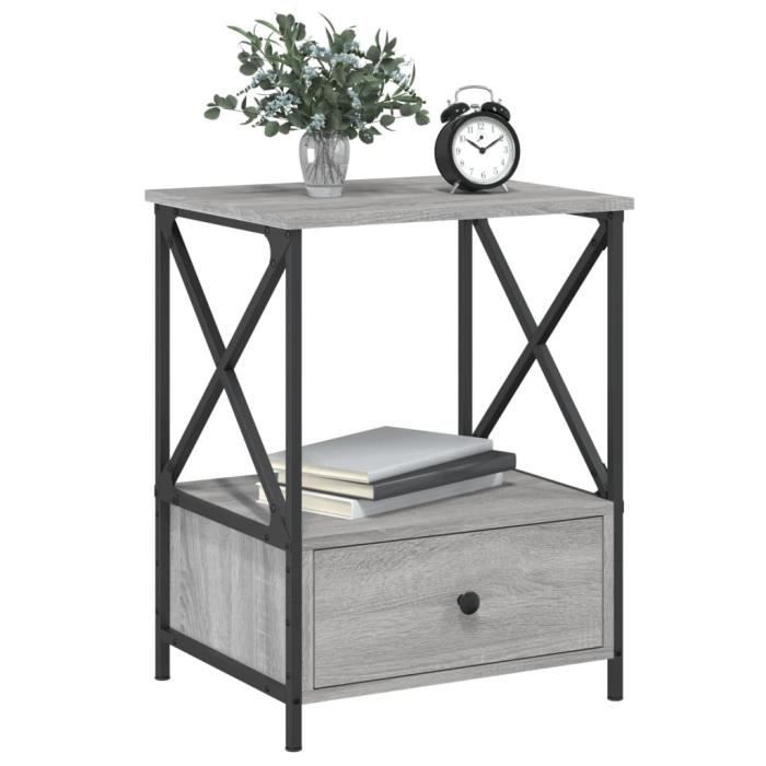 VidaXL Tables de chevet 2 pcs sonoma gris 50x41x65 cm bois ingénierie 826090