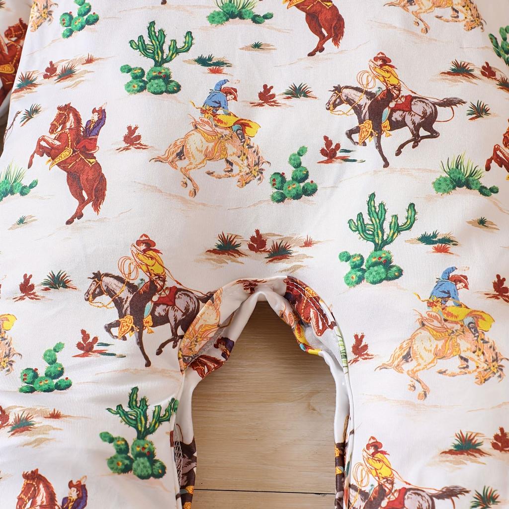 Macacão de Bebê Recém-Nascido Estampa Cavalo Andando Roupa Macacão de Manga Comprida Roupas Macacão de Manga Comprida para Criança Pequena (0-24M)