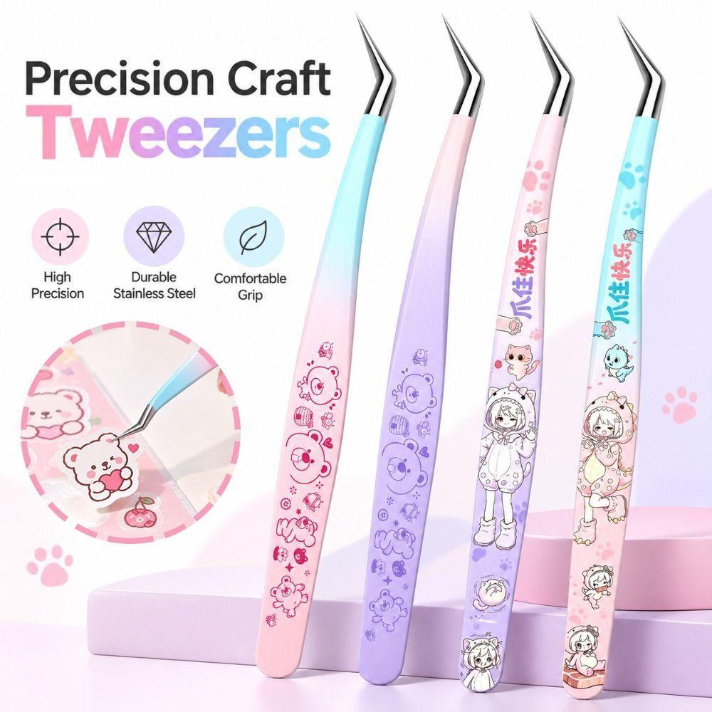 Stainless Steel Precision Tweezers High Precision Lashes Extension Tweezer Scrapbook Decorating