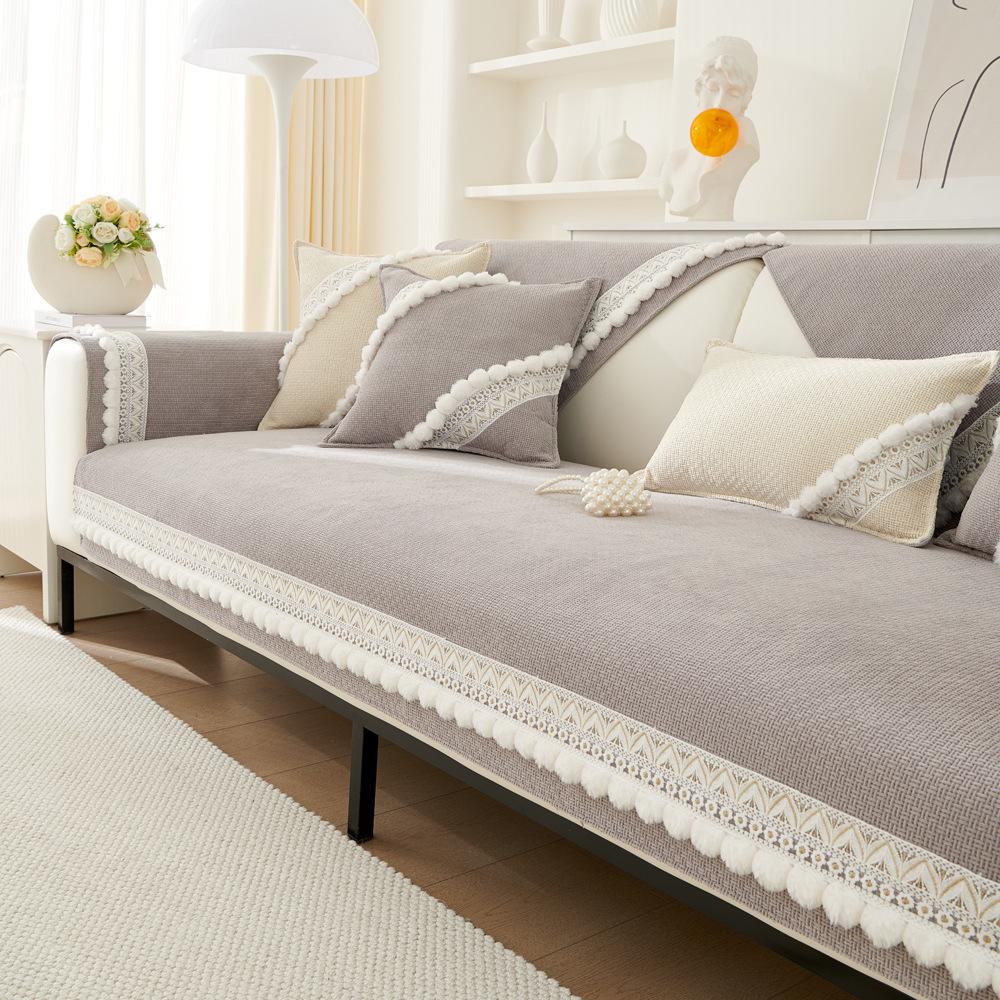 Fresh Cotton and Linen Sofa Cushion Four Seasons Universal Cushion Blanket Non-Slip Sofa Cover Cover Cloth