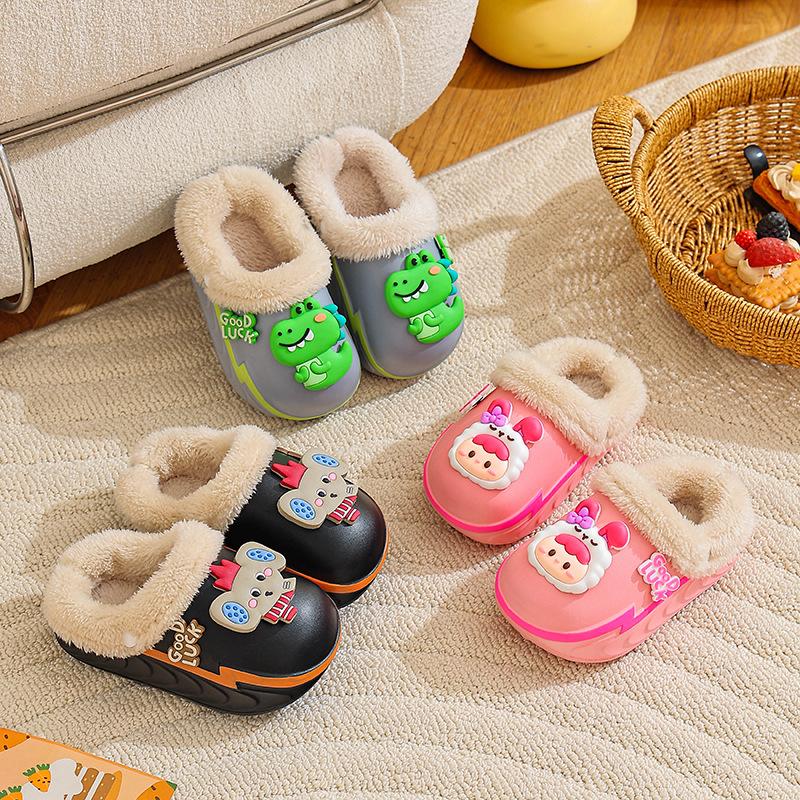New EVA Cotton Slippers Summer Cartoon Cute Non-Slip Indoor Warm Thick Bottom Slippers Baby Cotton Shoes