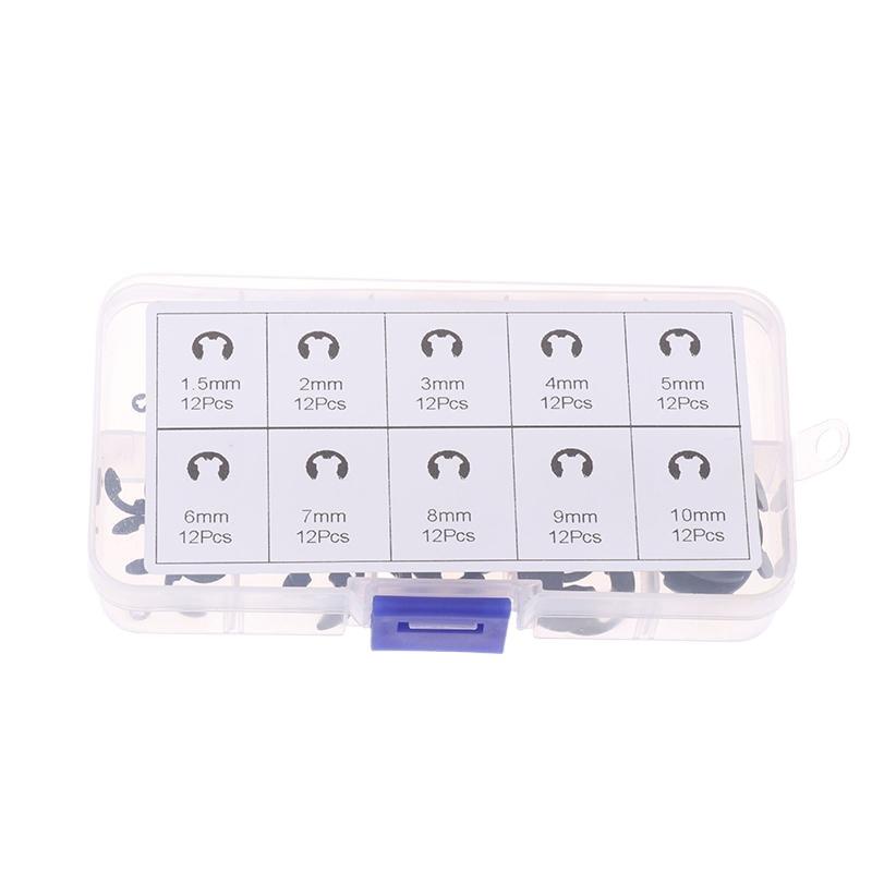 120PCS Black Stainless Steel Retaining Circlip Set Snap Ring E-Clip Washer Assortment For Shaft Fastener M1.5-M10