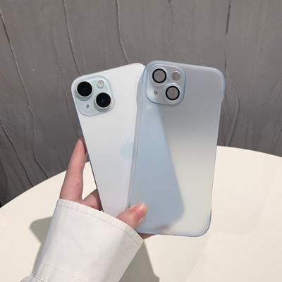 Εφαρμόσιμο σε Apple 16pro Χωρίς πλαίσιο Ημιδιαφανής Θήκη Κινητού Τηλεφώνου IPhone 15 Ματ Εξαιρετικά λεπτή PC Ice Mist I14 Μανίκι με Λεπτή Οπή