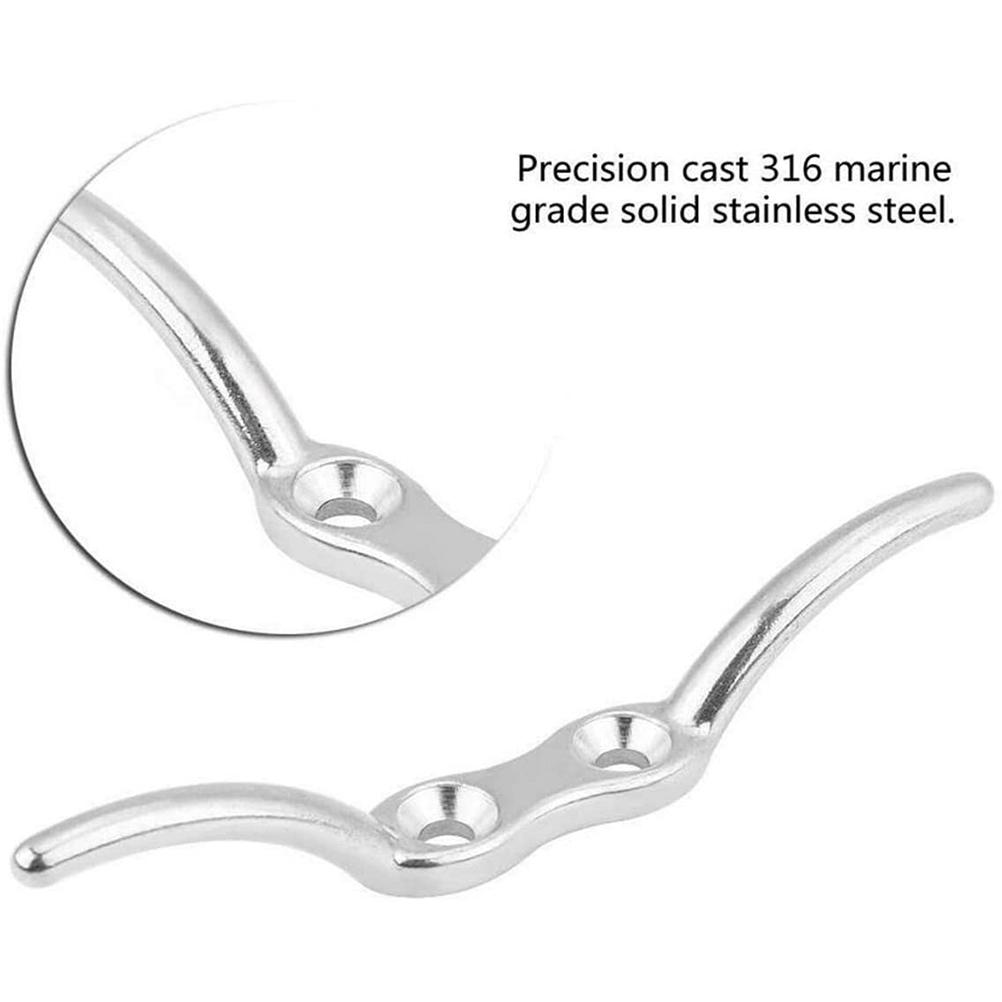 2PCS Flagpole Cleat Hook Flagpole Rope Cleat Hook Multipurpose Durable Stainless Steel Flagpole Accessories