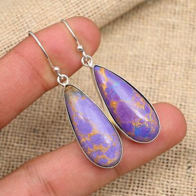 Lila Kupfer Türkis Edelstein Handgefertigter Schmuck aus massivem 925er Sterlingsilber